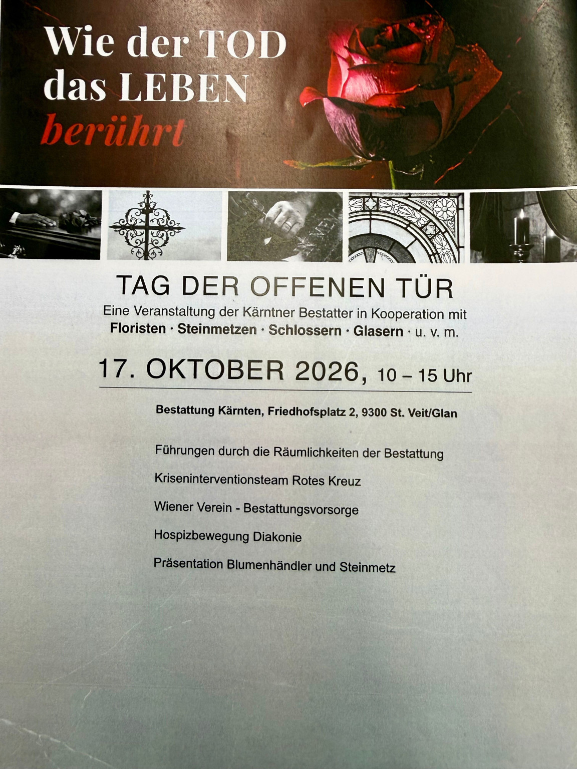 Tag der offenen Tür Bestattung Kärnten am 17. Oktober 2026 in St. Veit/Glan